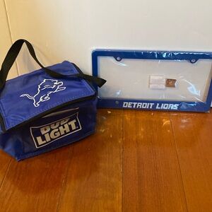 Detroit Lions license plate holder & insulated lightweight cooler game give away